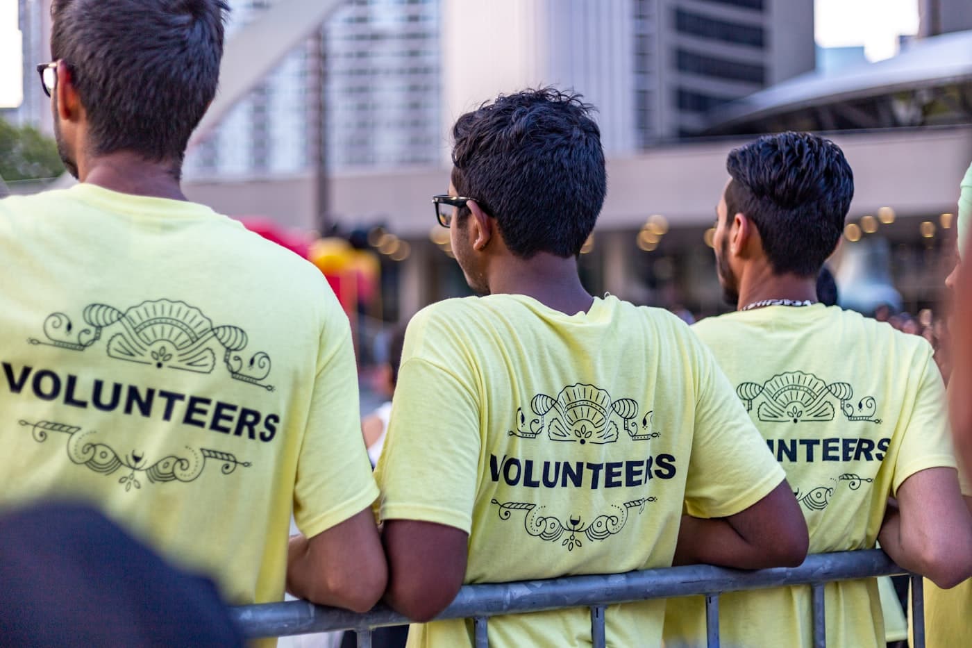 Volunteers wearing matching custom-printed event t-shirts